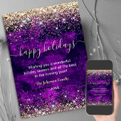 Chic lila Weihnachtsjubiläum Karte