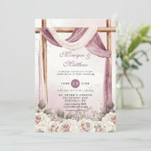 Chic Lila White Canopy Florals Wedding Einladung (Stehend Vorderseite)