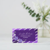 Chic Lila White Stripes Blume Business Card Visitenkarte (Stehend Vorderseite)