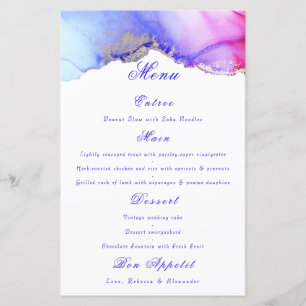 Chic Lila White Wedding Menu