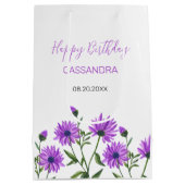 Chic Lila Xeranthemum Floral Geburtstag Mittlere Geschenktüte (Rückseite)