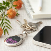 Chic Lila Zebra Print IMITATE Glitz Bow mit Namen Schlüsselanhänger (Seite)