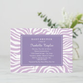 Chic Lila Zebra Stripes Girl Babydusche Einladung (Stehend Vorderseite)