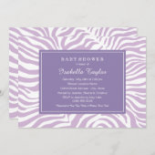 Chic Lila Zebra Stripes Girl Babydusche Einladung (Vorne/Hinten)