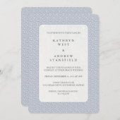 Chic Lilac-Blue + White Small Wave Muster Hochzeit Einladung (Vorne/Hinten)
