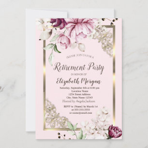 Chic Lilac Blume Gold Frame Retirement Einladung
