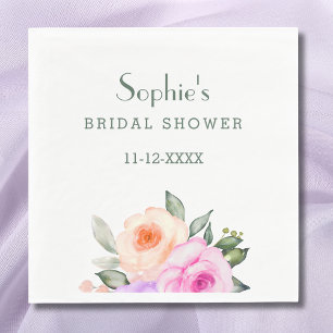 Chic Lilac Blush Pink Bright Floral Brautparty Serviette