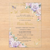 Chic Lilac Blush Rose Quinceanera Sweet 16 Acryleinladungen (Vorderseite)