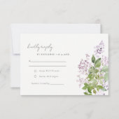 Chic Lilac Floral Wreath Hütte Garden Wedding RSVP Karte (Vorderseite)