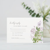 Chic Lilac Floral Wreath Hütte Garden Wedding RSVP Karte (Stehend Vorderseite)