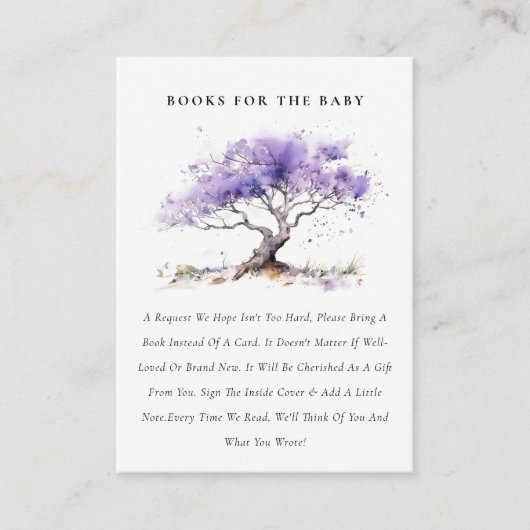 Chic Lilac Jacaranda Baumbücher für Babydusche Begleitkarte (Vorderseite)