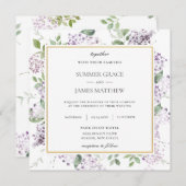 Chic Lilac Lila Blumengrün Einladung (Vorne/Hinten)