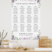 Chic Lilac Lila Floral Wedding Chart Poster (Küche)