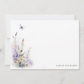 Chic Lilac Lila Wildblume Butterfly Wasserfarbe Mitteilungskarte (Vorderseite)