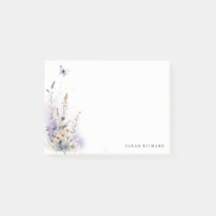 Chic Lilac Lila Wildblume Butterfly Wasserfarbe Post-it Klebezettel