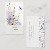 Chic Lilac Lila Wildblume Butterfly Wasserfarbe Visitenkarte (Vorne/Hinten)