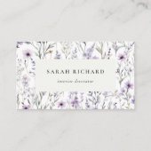 Chic Lilac Lila Wildblume Butterfly Wasserfarbe Visitenkarte (Vorderseite)