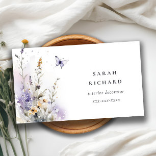Chic Lilac Lila Wildblume Butterfly Wasserfarbe Visitenkarte
