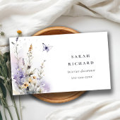 Chic Lilac Lila Wildblume Butterfly Wasserfarbe Visitenkarte