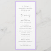 Chic Lilac Moderne Hochzeit Programm (Vorderseite)