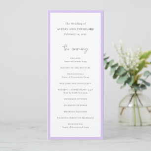 Chic Lilac Moderne Hochzeit Programm