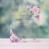 Chic Lilac Pink Floral Quinceanera Bar Drink Menü Acrylschild (Neutral)