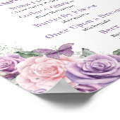 Chic Lilac Pink Floral Quinceanera Bar Drink Menü Poster (Ecke)