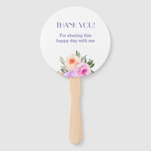 Chic Lilac Pink Roses Brautparty Fächer (Rückseite)