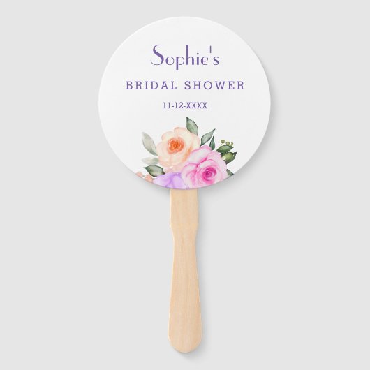 Chic Lilac Pink Roses Brautparty Fächer (Vorderseite)