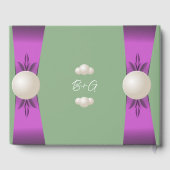 Chic Lilac & Sage Pearl Ribbon Wedding Gästebuch (Rückseite)