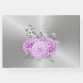 Chic Lilac Silver Floral Anpassbare Hochzeit Gästebuch (Rückseite)