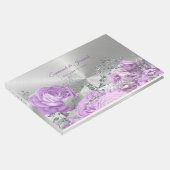 Chic Lilac Silver Floral Anpassbare Hochzeit Gästebuch (Ecke)