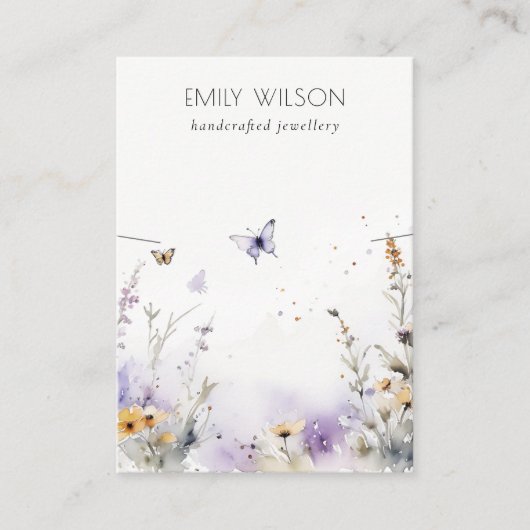 Chic Lilac Wildblume Butterfly Necklace Display Visitenkarte (Vorderseite)