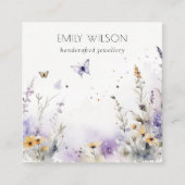Chic Lilac Wildflower Butterfly Earring Display Quadratische Visitenkarte (Vorderseite)