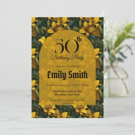 Chic Lilies Charm 60Th Birthday Einladung (Stehend Vorderseite)