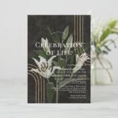 Chic Lilies Feier zur Beerdigung des Lebens Einladung (Stehend Vorderseite)