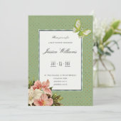 Chic Lilies & Gem Butterfly Babydusche Einladung (Stehend Vorderseite)