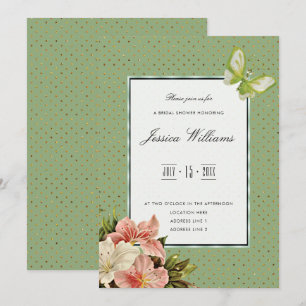 Chic Lilies & Gem Butterfly Brautparty Einladung