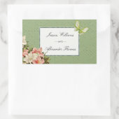 Chic Lilies & Gem Butterfly Wedding Rechteckiger Aufkleber (Tasche)