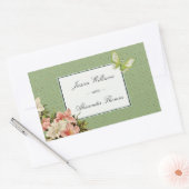 Chic Lilies & Gem Butterfly Wedding Rechteckiger Aufkleber (Umschlag)