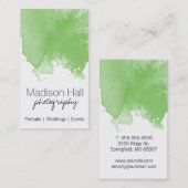 Chic Lime Green Watercolor Business Card Visitenkarte (Vorne/Hinten)