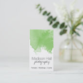 Chic Lime Green Watercolor Business Card Visitenkarte (Stehend Vorderseite)