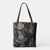 Chic Line Art schwarzer Hintergrund Waldfall Tasche (Rückseite)