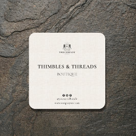 Chic Linen Business Logo Name Marketing Classic Quadratischer Aufkleber