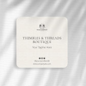 Chic Linen Business Logo Name Marketing Classic Quadratischer Aufkleber