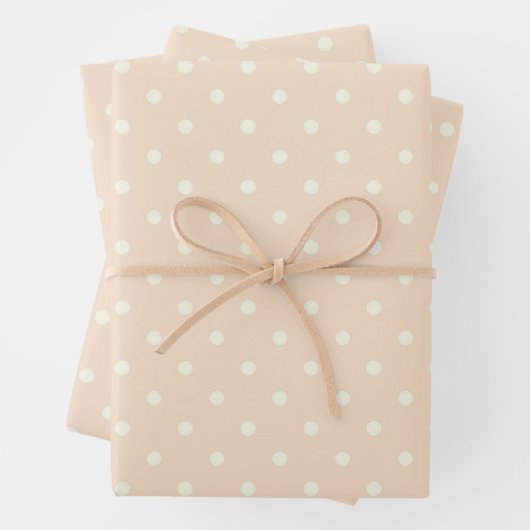Chic Linen Hellrosa Weiß Polka Dot Muster Geschenkpapier Set (Beispiel)