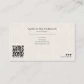 Chic Linen Simple Business Logo QR Marketing Visitenkarte (Rückseite)