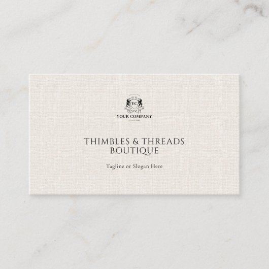 Chic Linen Simple Business Logo QR Marketing Visitenkarte (Vorderseite)