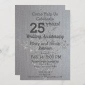 Chic Linen und Silver Jubiläum Einladung (Vorne/Hinten)
