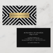 Chic Lines Black Marble White Stripes II Visitenkarte (Vorne/Hinten)